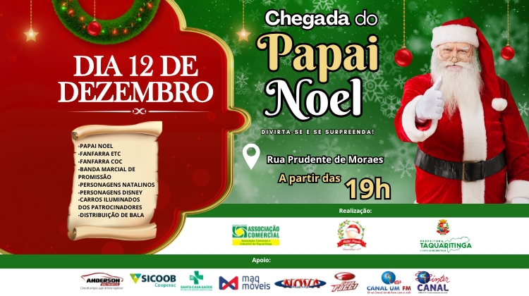 Notícia: Chegada do Papai Noel