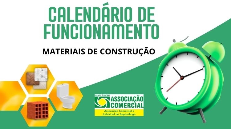 Notícia: CALENDÁRIO MATERIAL DE CONSTRUÇÃO E AFINS 2026.