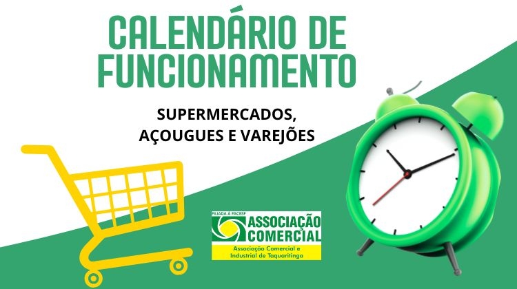 Notícia: CALENDÁRIO PARA OS SUPERMERCADOS, AÇOUGUES E VAREJÕES 2026.